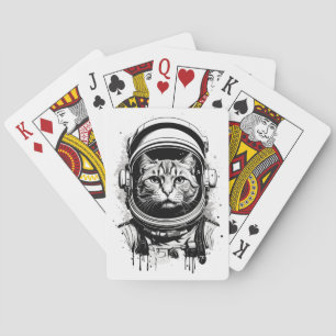 Jeu De Cartes Chat astronaute noir et blanc
