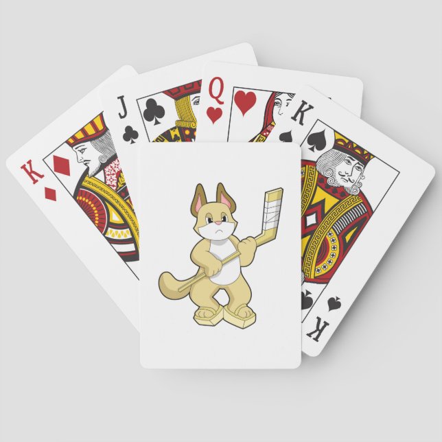 Jeu De Cartes Chat au hockey sur glace avec bâton de hockey sur  (dos)