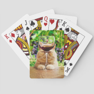 Jeu De Cartes Chat avec verre de vin