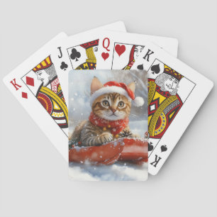 Jeu De Cartes Chat Bengal dans un traîneau Laissez neige Noël