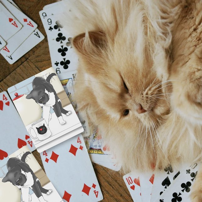 Jeu De Cartes Chat blanc gris Funny Thé Mug cuisine (Créateur téléchargé)