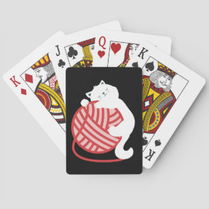 Jeu De Cartes Chat blanc mignon avec boule de fil