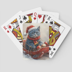 Jeu De Cartes Chat bleu Oriental dans la corniche Laisser neiger