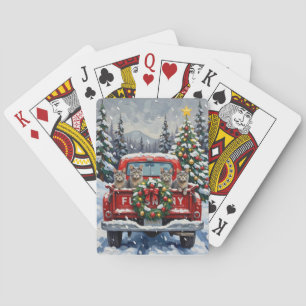 Jeu De Cartes Chat Bleu Russe Noël Camion Rouge Fêtes
