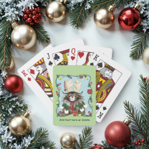 Jeu De Cartes Chat cadeau de Noël Green Funny