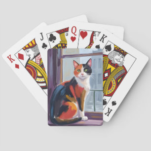 Jeu De Cartes Chat calico Animal de compagnie sur le rebord de