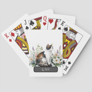 Jeu De Cartes Chat Calico avec Fleurs, Personnaliser