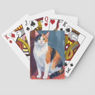 Jeu De Cartes Chat calico   Chaton mignon aquarelle Chat Animal 