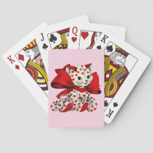 Jeu De Cartes Chat chaton blanc avec le coeur Vintage Valentines