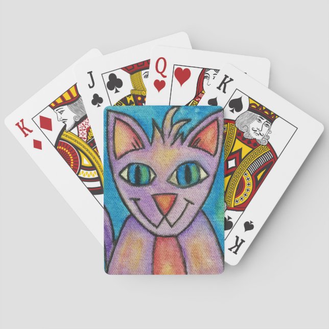 Jeu De Cartes Chat Chaton Rose Violet (dos)