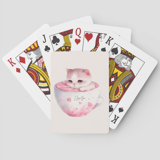 Jeu De Cartes Chat Chibi Rose Kawaii Avec Une Mignonne Couronne (dos)