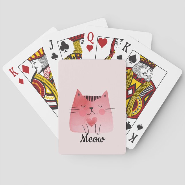Jeu De Cartes Chat Coeur rose Fille (dos)