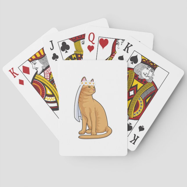 Jeu De Cartes Chat comme Mariée avec Voile (dos)