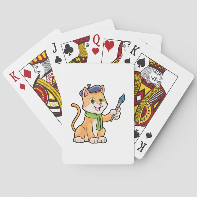 Jeu De Cartes Chat comme Peintre avec pinceau et écusson (dos)