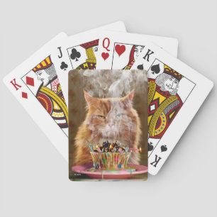 Jeu De Cartes Chat Cranky Drôle Avec Cupcake D'Anniversaire Fond