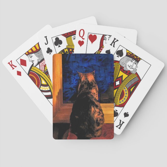 Jeu De Cartes Chat dans la fenêtre Jouer des cartes (dos)
