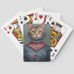 Jeu De Cartes Chat dans un corset victorien robe jouant aux cart