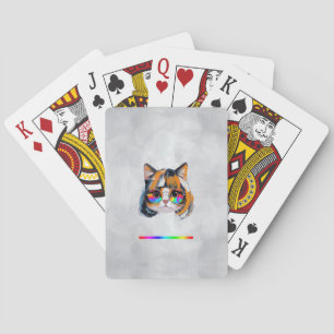 Jeu De Cartes Chat dans une perruque + Lunettes de soleil (Peint