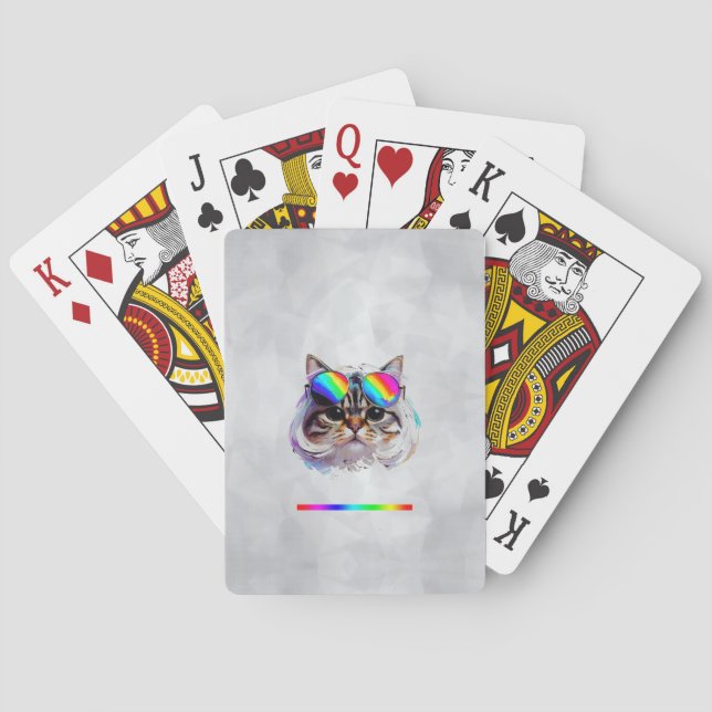 Jeu De Cartes Chat dans une perruque + Lunettes de soleil (Peint (dos)
