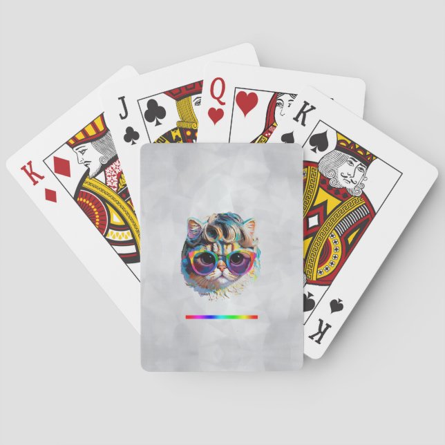 Jeu De Cartes Chat dans une perruque + Lunettes de soleil (Peint (dos)