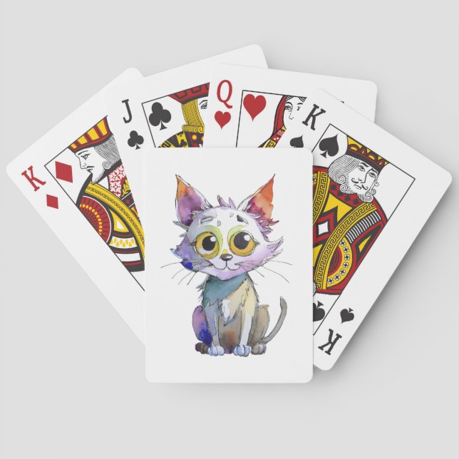 Jeu De Cartes Chat d'aquarelle (dos)