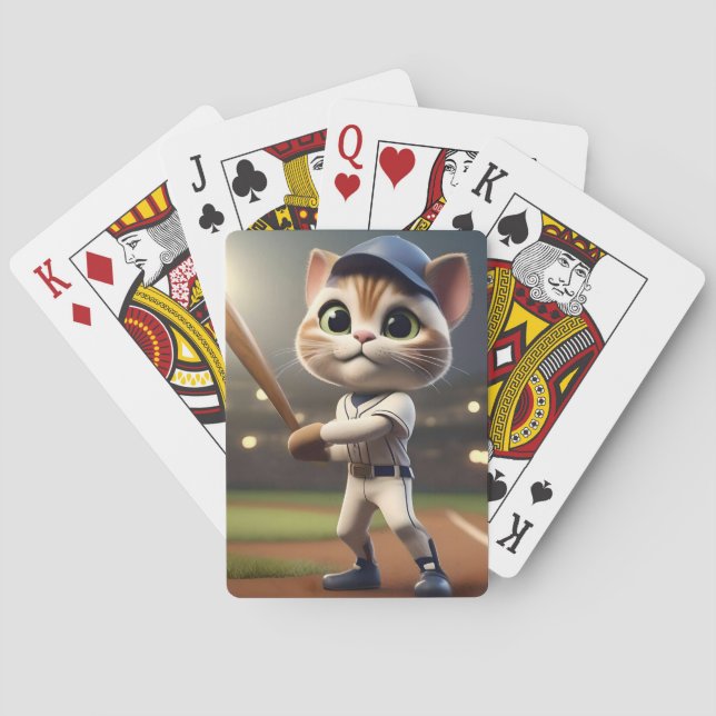 Jeu De Cartes Chat de baseball 3D amusant, (dos)