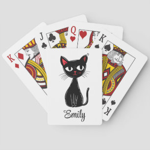 Jeu De Cartes Chat de dessin animé mignon noir du milieu du sièc