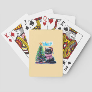 Jeu De Cartes Chat de Noël amusant Avec Sticker Arbre