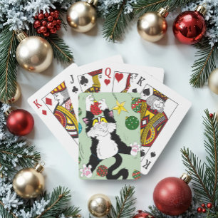 Jeu De Cartes Chat de Noël noir blanc Tuxedo