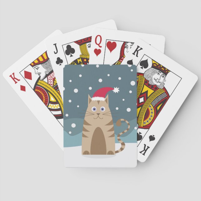 Jeu De Cartes Chat de Noël portant un chapeau de santa (dos)