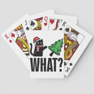 Jeu De Cartes Chat de Noël renversant l'arbre de Noël Drôle
