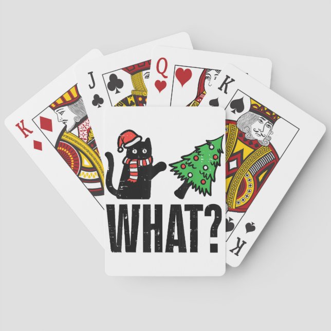 Jeu De Cartes Chat de Noël renversant l'arbre de Noël Drôle (dos)