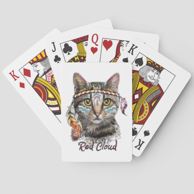 Jeu De Cartes Chat de nuages rouges (dos)