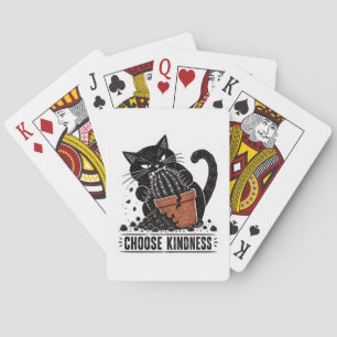 Jeu De Cartes Chat Drôle Choisissez la Gentillesse Linogravure M