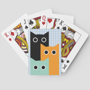 Jeu De Cartes Chat Drôle, Gingham Bleu