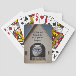 Jeu De Cartes Chat Drôle Portant des Lunettes Chat a Avalé sa La
