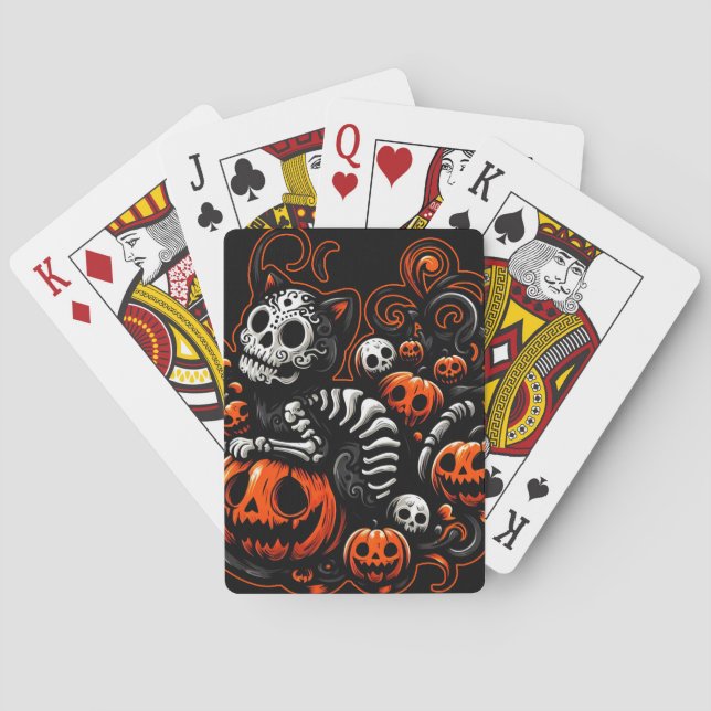Jeu De Cartes Chat éffrayant et Citrouille (dos)