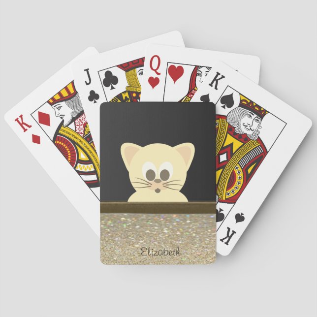 Jeu De Cartes Chat élégant classe Mignon,Noir (dos)