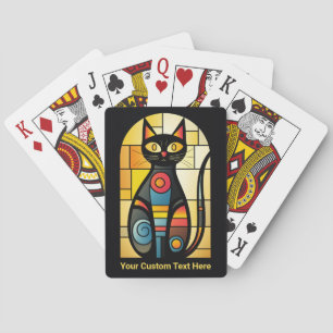 Jeu De Cartes Chat en verre tendu Faux Texte Personnalisé