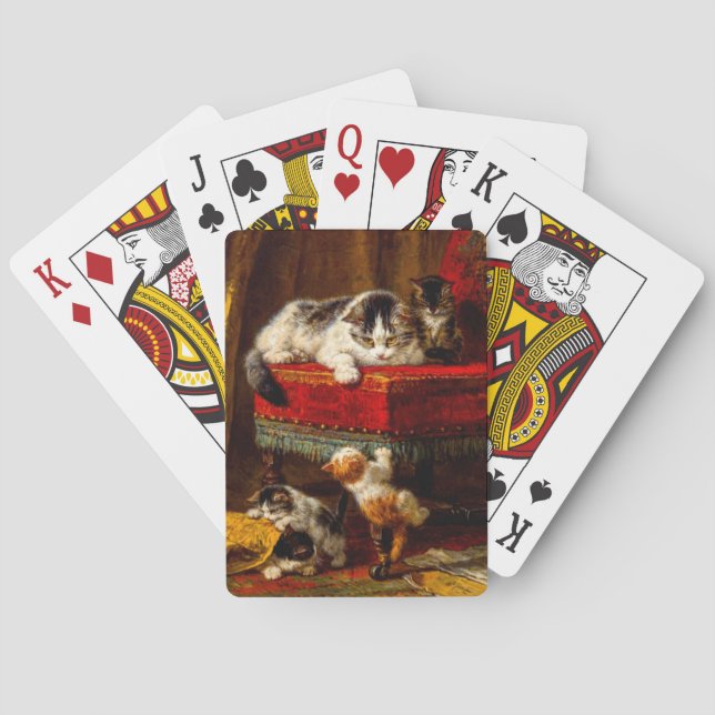 Jeu De Cartes Chat et chatons Jouer avec chaise (dos)
