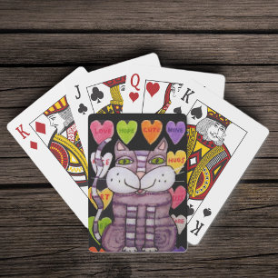 Jeu De Cartes Chat Fantastique Violet Cœurs de Bonbons Colorés