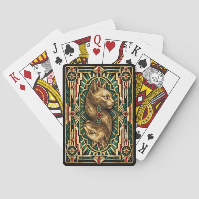Jeu De Cartes Chat, faune Art déco (dos)