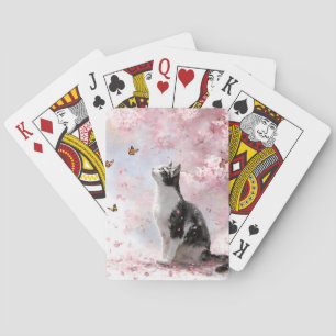 Jeu De Cartes Chat Fleur de Cerisier et Papillons (1)