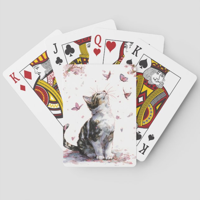 Jeu De Cartes Chat Fleur de Cerisier et Papillons (10) (dos)