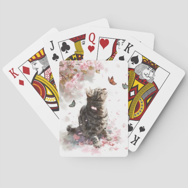 Jeu De Cartes Chat Fleur de Cerisier et Papillons (11) (dos)