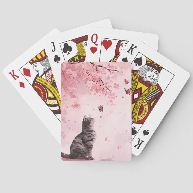 Jeu De Cartes Chat Fleur de Cerisier et Papillons (12) (dos)