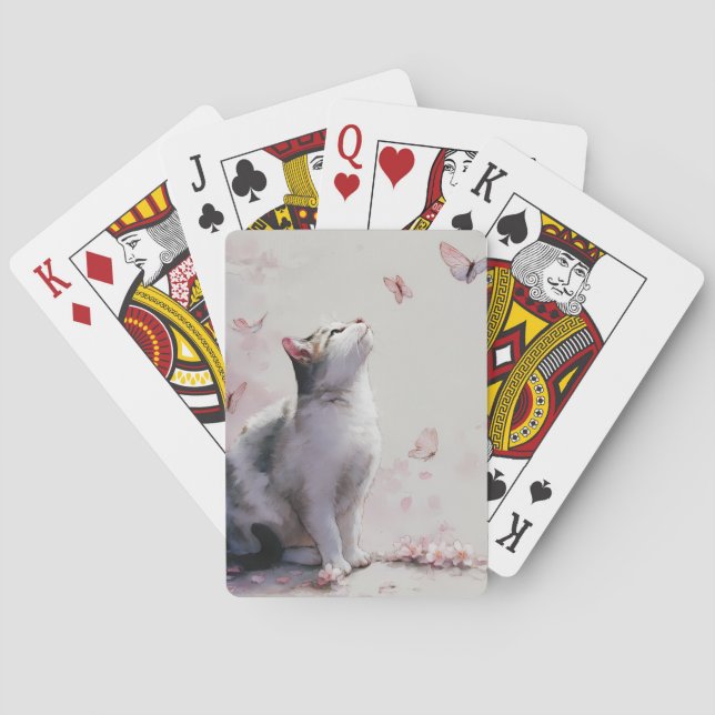 Jeu De Cartes Chat Fleur de Cerisier et Papillons (13) (dos)
