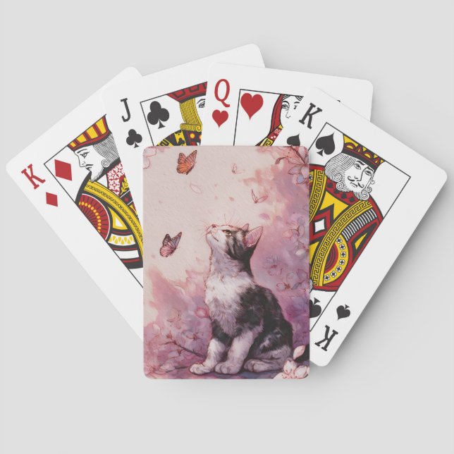 Jeu De Cartes Chat Fleur de Cerisier et Papillons (2) (dos)