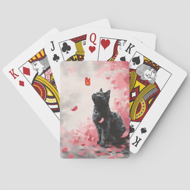 Jeu De Cartes Chat Fleur de Cerisier et Papillons (3) (dos)
