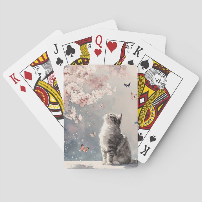 Jeu De Cartes Chat Fleur de Cerisier et Papillons (6) (dos)